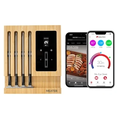 Immagine di MEATER Block Termometro WiFi con Quattro Sonde Senza Fili Per Forno, Grigliate, Barbecue. App in Italiano Compatibile iPhone, Android, iPad e Tablet