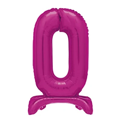 Immagine di Unique 12870 Palloncino Gigante In Piedi Numero 0 76 cm Rosa Shocking