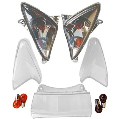 Immagine di one BY CAMAMOTO KIT GEMME FRECCE anteriori e posteriori colore TRASPARENTE VETRI LISCI compatibile con YAMAHA T MAX CARENE LAMPADE COMPLETE.