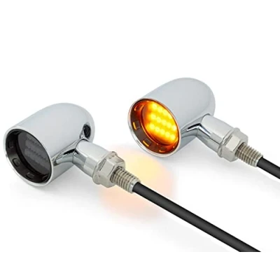 Immagine di Alchemy Parts Mini Moto LED Indicatori CNC Alluminio Coppia Cromato con Nero Cornici