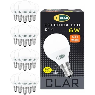 Immagine di CLAR Lampadine a Led E14 6W, Sfera Luce, Lampadine, Senza Fili, Lampade Piccole, Luce Calda 6W (Pack 20)