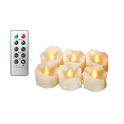 Immagine di Erosway candele elettriche, realistiche, luminose e sfarfallanti a batteria, 200 ore di utilizzo non stop con timer 2/4/6/8 telecomando, set 6 LED