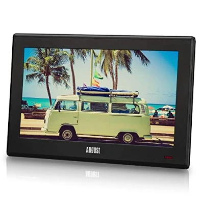 Immagine di August DA100D Televisore Portatile TDT HD 10&quot; DVB T/DVB T2/ Analogica / MPEG4 H.264/H.265/HEVC TV Digitale LCD UHD, Multimedia Player, PVR, USB, Mini Televisone per Cucina, Soggirno, Auto, Nero