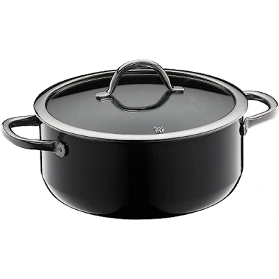 Immagine di WMF Fusiontec Inspire Pentola grande, 24 cm, coperchio in vetro, a induzione, 4,4 l, ceramica high tech, antigraffio, non rivestita, colore: nero, made Germany