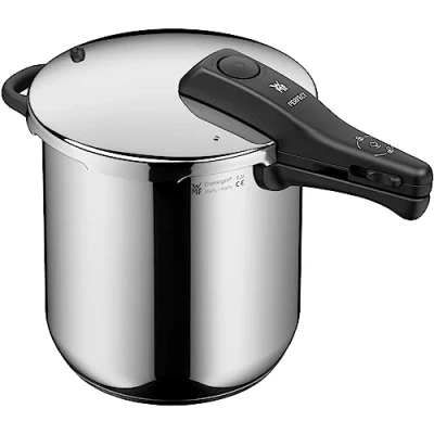 Immagine di WMF Perfect One Pot Pentola a pressione induzione, 8,5 l, grande segnale di cottura, 2 livelli manico rimovibile con coperchio in acciaio INOX Cromargan
