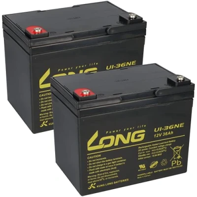 Immagine di 2 batterie AGM 12V / 36Ah al piombo U1 36NE resistente ai cicli, compatibile MP36 12C REC36 12I 12LCP 36 34Ah 35Ah 38Ah