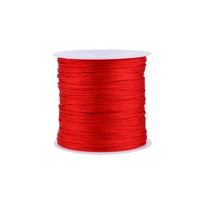 Immagine di MAGT Cordoncino in Nylon Satinato Rattail, 100M x 0,8mm Cinese Rattail Macrame Shamballa Filo Rosso