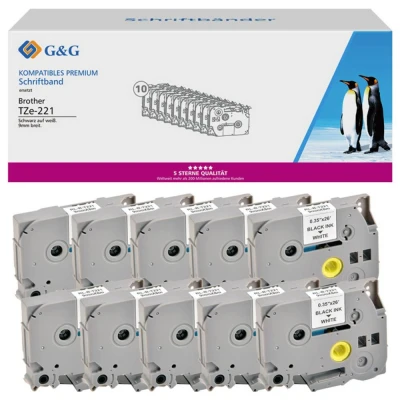 Immagine di G&amp;G Cassetta nastro Colore Nastro: Bianco carattere: Nero 9 mm 8 m