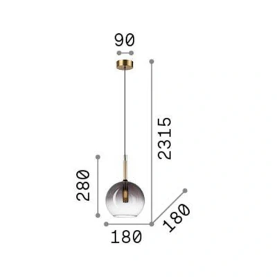 Immagine di Ideallux Ideal Lux Empire Sfera lampada a sospensione, vetro trasparente/grigio fumo