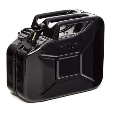 Immagine di BW© Tanica per carburante in metallo, 10 litri, colore nero, RAL 9005, certificata TÜV e approvazione ONU, Made Europe