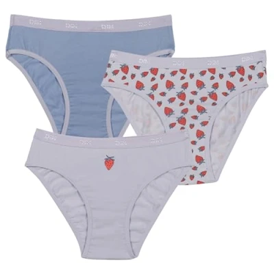 Immagine di DIM Slip Les Pockets in Cotone Morbido e Confortevole Bambina x3, Fragole/Lilla/Viola, 16 Anni