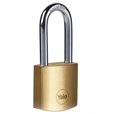 Immagine di Yale Lucchetto in ottone Y110B/40/140/1 corpo 40mm, arco lungo acciaio, 3 chiavi