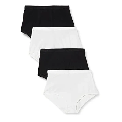 Immagine di Playtex Slip Maxi in Cotone Bio Confortevole Donna x4, Bianco/Nero (Multicolor), 3XL
