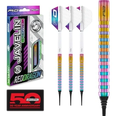 Immagine di RED DRAGON Javelin Spectron Set di Freccette in tungsteno Softip Premium da 18 Grammi con Alette e steli