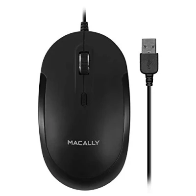 Immagine di MacAlly DYNAMOUSE B Mouse ottico silenzioso con 2 pulsanti, rotella di scorrimento e tasto DPI per Mac PC, nero