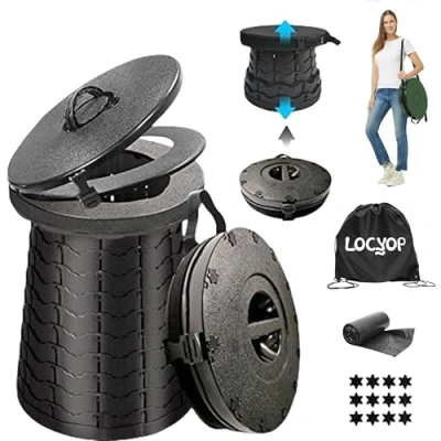 Immagine di LOCYOP WC Portatile Campeggio Toilette, Pieghevole Altezza Regolabile Auto per Adulti Viaggio, Spiaggia, Igiene, Escursioni