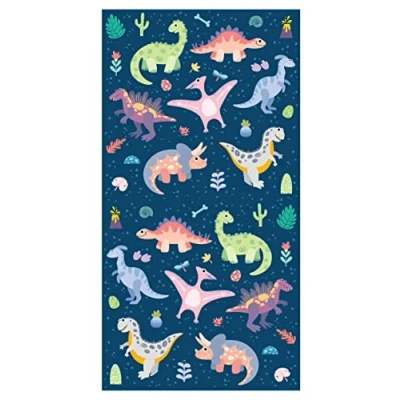 Immagine di Theonoi Asciugamano da bagno per bambini, telo doccia, ragazze e ragazzi, 100% cotone, 70 x 140 cm (dinosauri)