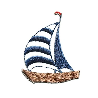Immagine di veliero nave barca Toppe termoadesive Patch Toppa ricamate, misura: 4,9 x 4,1 cm