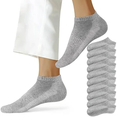 Immagine di NUOZA Calze Uomo 47 50 Calzini Donna Corti Elasticità in Cotone Sneaker Calzetti comodo 10 Paia,201 Grigio,47