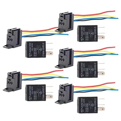 Immagine di Mintice 5 X 12V 30A Auto Relè 5Pin Veicolo Automobile Interruttore Elettrici Avviamento Pompa Carburante Fan Pesante Spdt Cavo Presa