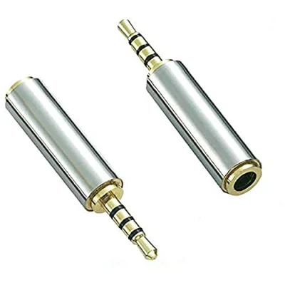 Immagine di Aiivioll 2 confezioni da 2,5 mm maschio a 3,5 femmina adattatore audio placcato oro Aux ausiliario spaccalegna 3 anelli jack di supporto convertitore cuffie auricolare stereo o mono