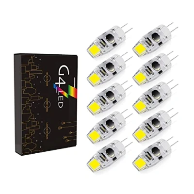 Immagine di lampadine LED G4 2W, Bianco freddo 6000K, 180LM, sostituiscono le alogene da 20W, AC/DC 12 24V, Non sfarfallano, confezione 10