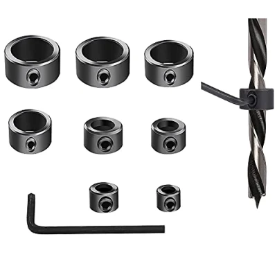 Immagine di XPOOP 9 Pezzi Set di Punte per Trapano ad Anello Arresto Della Profondità del Trapano, Localizzatore Limitatore con Chiave Esagonale (3/4/5/6/8/10/12/16 mm)