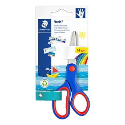Immagine di Staedtler Noris Forbici Punta Arrotondata con Impugnatura Ergonomica, Scuola Elementare e Media Lame Arrotondate in Acciaio, Forbice Multiuso Ideale per Casa, Ufficio, Hobby Bricolage