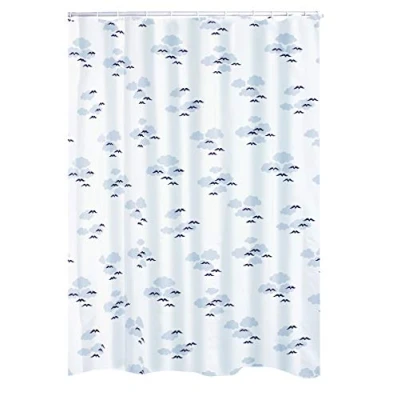 Immagine di RIDDER 461630 350 Tenda da Doccia in Tessuto con gabbiani, Include Occhielli, 120 x 200 cm Colore: Bianco e Blu