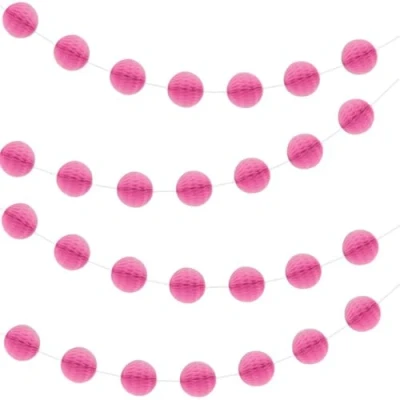 Immagine di Unique Party 63376 2,1m Ghirlanda a Palline Nido D&#039;Ape Rosa Shocking