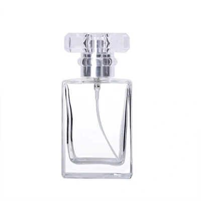 Immagine di Enslz Bottiglia di profumo in vetro trasparente portatile ricaricabile con custodia cosmetica alluminio da viaggio (trasparente) 30 ml