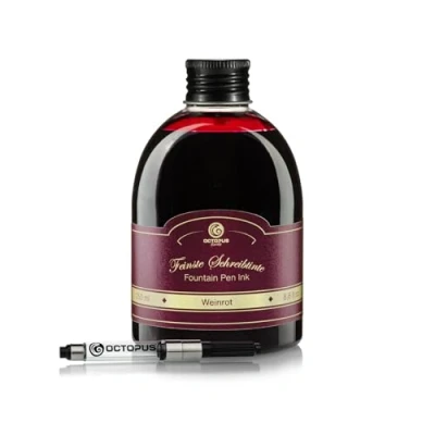 Immagine di Octopus Fluids inchiostro per penna stilografica in vetro, con convertitore, stilografica, colore rosso vino, 30 ml, convertitore di