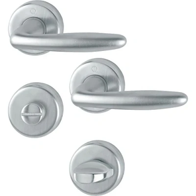 Immagine di HOPPE 3066831 Maniglia Roissy con rosette per WC, in ottone satinato/cromato opaco, satiniert/verchromt matt