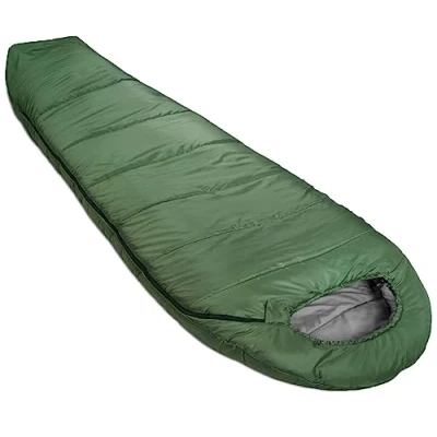 Immagine di Amazon Basics Sacco a pelo per campeggio ed escursioni con clima freddo, leggero, mummia, verde oliva