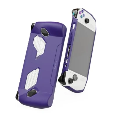 Immagine di Skull &amp; Co. GripCase Ally for ROG Ally: A Soft Protective Case with Textured Grips Full Protection and Stand, Shock Absorption Non Slip Anti Scratch Cover Design Galactic Purple