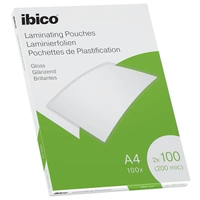 Immagine di Ibico Pouch per la Plastificazione a caldo, Formato A4, 200 Micron (2x100), Elevata protezione dei documenti e Durabilità, Confezione da 100, Finitura Lucida, Trasparente, 627317
