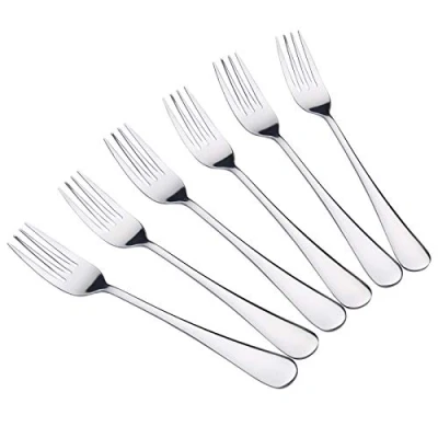 Immagine di VANRA Set di 6 forchette da tavola in acciaio inox resistente, colore argento, 20,3 cm (6 forchette)