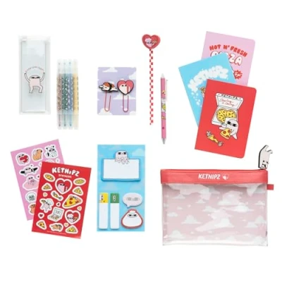 Immagine di Grupo Erik: Set Cancelleria Ketnipz Bean Kit di con 3 Quaderni A6, Penna e Matita, 4 Evidenziatori, Clips, Note adesive, Stickers Astuccio