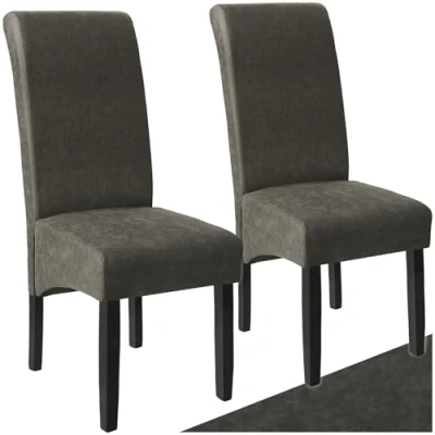 Immagine di TecTake® Set 2 Sedie Sala da Pranzo Ergonomiche, Moderne con Gambe in Legno Massiccio, Comode per Ideali Soggiorno e Cucina, Design Elegante Grigio Marmorizzato