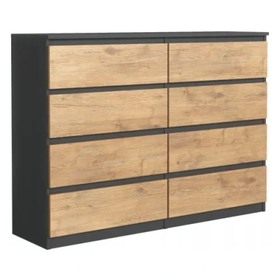 Immagine di 3E 3xE living.com Cassettiera, credenza con 8 cassetti Antracite e Rovere lancelot, 120 x 101 39 cm