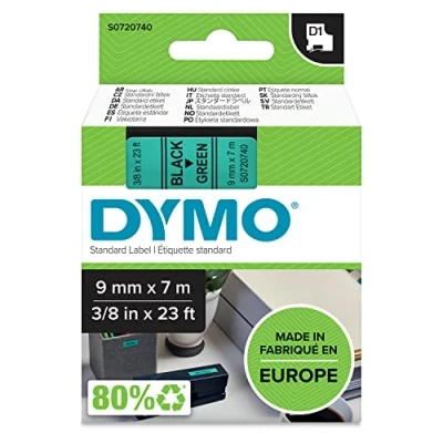 Immagine di Dymo D1 Etichette Autoadesive per Stampanti LabelManager, Rotolo da 9 mm x 7 m, Stampa Nero su Verde, 1 Pezzo S0720740