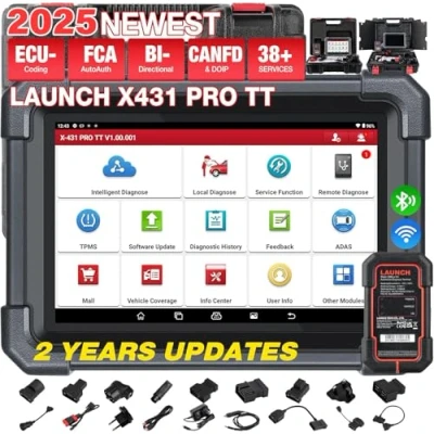 Immagine di LAUNCH X431 Pro TT Elite OBD2 Scanner Diagnosi Auto per Sistema Completo con Bidirezionale, Programmazione Chiave Codifica ECU ABS CANFD&amp;DOIP FCA 38+ Reset Funzioni Ripristino Olio EPB SAS DPF BMS SRS