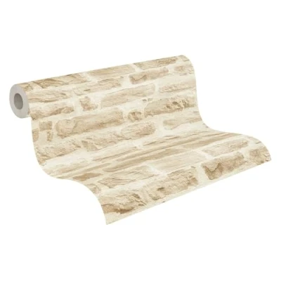 Immagine di A.S. Création Carta da parati Mattoni Elements tessuto non 10.05 m x 0.53 Beige Crema Prodotto in Germania 355802 35580 2