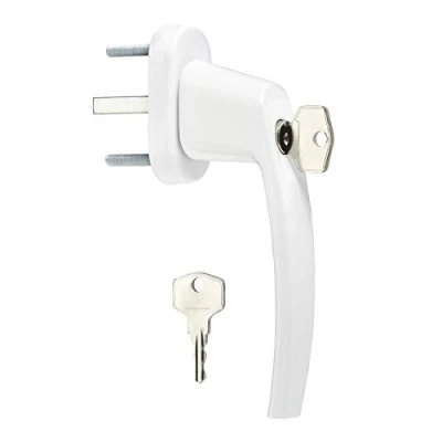 Immagine di Maniglia per Finestra con Chiusura a Chiave (serratura generale) Ingranaggio 45 28 x 151 62 mm Bianco Alluminio incl. Due Chiav di SO TECH®
