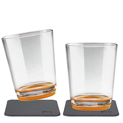 Immagine di silwy® Tazze da Bere magnetiche Antiscivolo e infrangibili incl. Due Cuscinetti di Gel Nano in Metallo (Set 2 // Hup Orange)