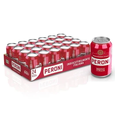 Immagine di Peroni Birra, Cassa con 24 Birre in Lattina da 33 cl, 7.92 L, Birra Lager Malto 100% Italiano dal Gusto Moderatamente Amaro, Gradazione Alcolica 4.7% Vol