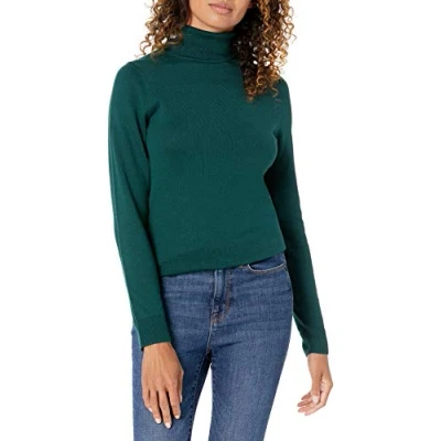 Immagine di Amazon Essentials Maglione A Collo Alto E Maniche Lunghe Leggero con vestibilità Classica (Taglie Forti Disponibili) Donna, Verde Bosco, 4XL Plus