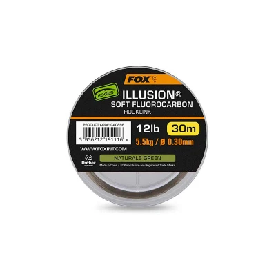 Immagine di Fox Edges Illusion Soft Fluorocarbon Hooklink Naturals Verde 0.30mm (5.5kg) 30m Matierale per terminali carpfishing