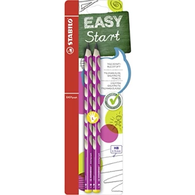 Immagine di Matita Ergonomica triangolare STABILO EASYgraph per Mancini in Rosa Pack da 2 Gradazione HB