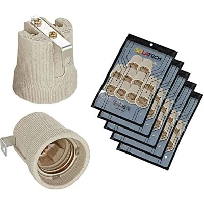 Immagine di ISOLATECH 50pcs E27 grigio ceramica presa con staffa di montaggio/staffa interna (max.250V/4A) lampadina per la casa bagno cucina frigorifero titolare installare resistente al calore